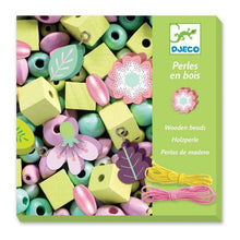Cargar imagen en el visor de la galería, SET 450 PERLAS DE MADERA HOJAS Y FLORES (DJ09808)