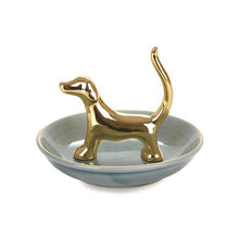 Cargar imagen en el visor de la galería, PORTA ANILLOS BASSOTTO DORADO PORCELANA (27306)