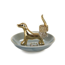 Cargar imagen en el visor de la galería, PORTA ANILLOS BASSOTTO DORADO PORCELANA (27306)