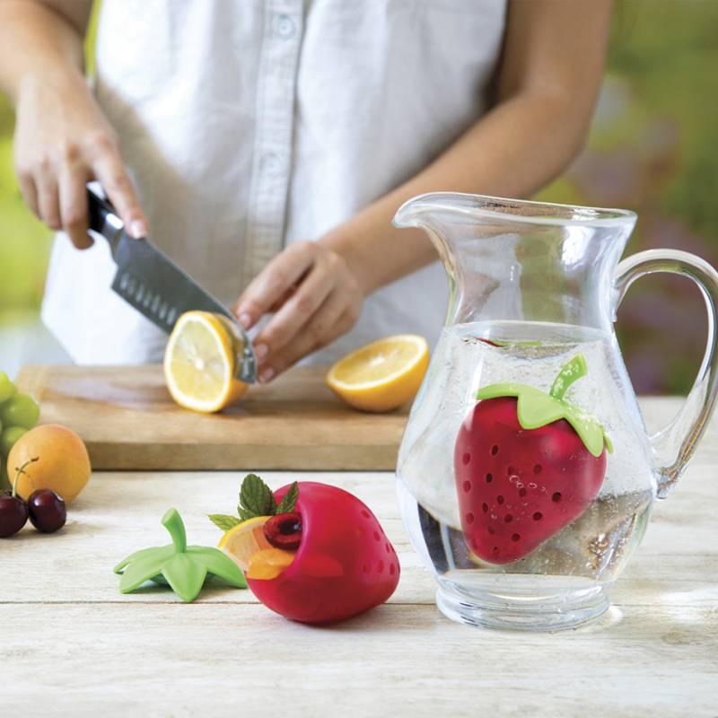 Infusor de frutas inferior para botella de agua (tapa abierta con un solo  clic) - sin BPA Tritan - A Prueba de Fugas - 24 onzas - eBook de recetas de