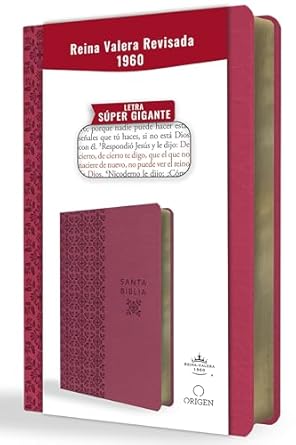 BIBLIA REINA VALERA REVISADA 1960 LETRA SUPER GIGANTE SIMIL PIEL FUCSIA ROSADA