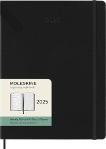 12M WEEKLY NOTEBOOK EXTRA LARGE BK BLACK HARD COVER 2025