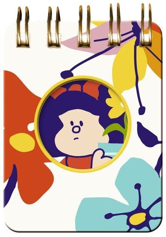 MINI BLOCK CON ESPIRAL MAFALDA CREMA FLORES (MAF-08-14)