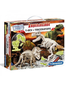 TREX Y TRICERATOPS FOSFORESCENTE 7-12 ARQUEOJUGANDO (55054)