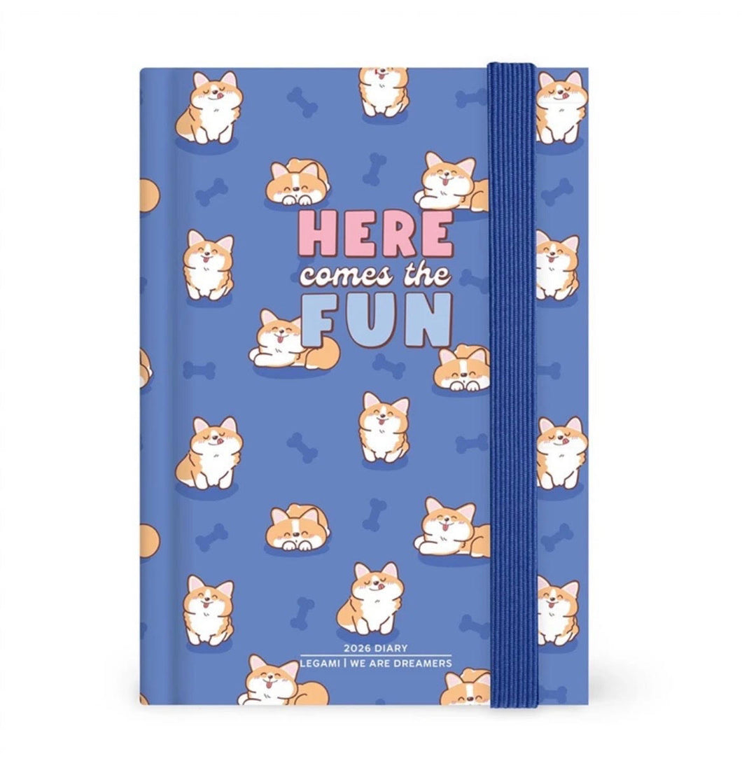 AGENDA 2026  DIARIA 12M PEQUEÑA PHOTO BLUE CORGI