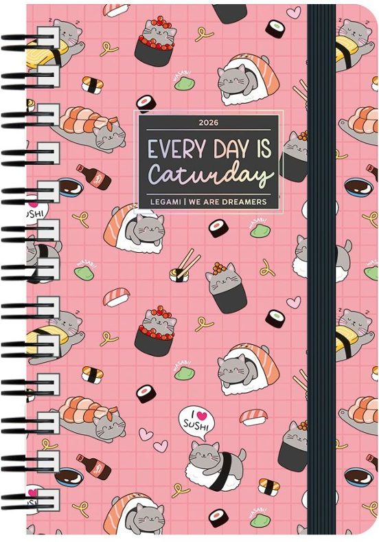 AGENDA 2026 SEMANAL 12M GRANDE CON ESPIRAL SUSHI CAT