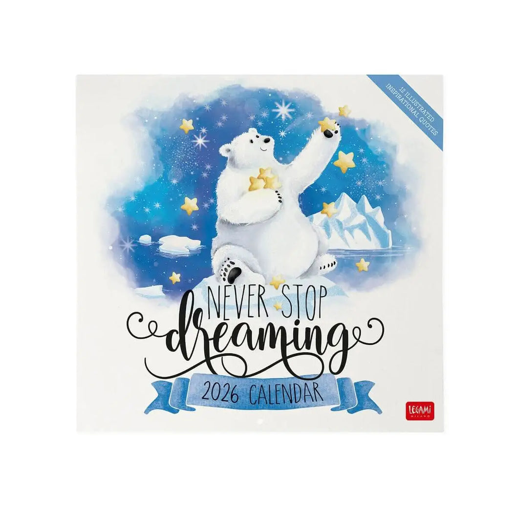 CALENDARIO 2026 DE PARED NEVER STOP DREAMING