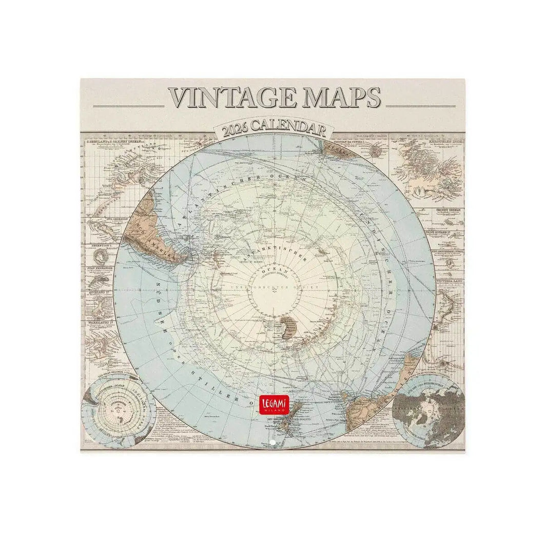 CALENDARIO 2026 DE PARED VINTAGE MAPS
