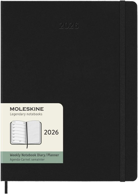 AGENDA 2026  12M WEEKLY EXTRA LARGE BLACK HARD COVER