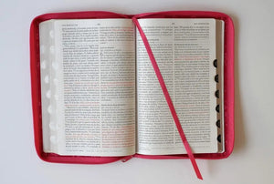 BIBLIA REINA VALERA 1960 LETRA GRANDE FUCSIA CON ZIPPER "