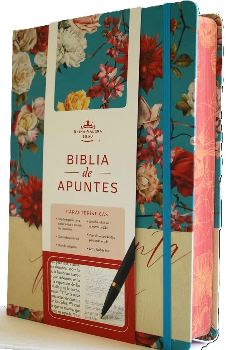 Biblia RVR 1960 de Apuntes Tapa Dura, Azul Celeste con Flores (Edición Cantos Pintados) 2