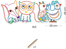 Cargar imagen en el visor de la galería, SET 12 TARJETAS COLOREAR PARA REVELAR ANIMALES DEL BOSQUE (DJ00063)
