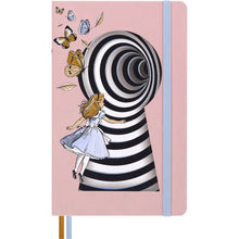 Cargar imagen en el visor de la galería, LIBRETA TD RAYADA LARGE ALICIA EN EL PAIS DE LAS MARAVILLAS ROSA
