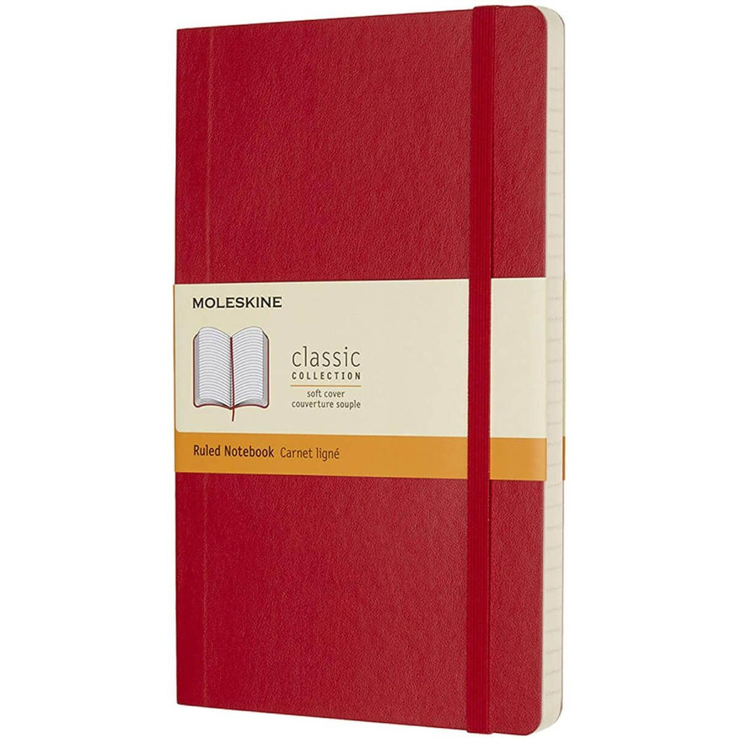 RULED NOTEBOOK LARGE SOFT COVER SCARLET RED