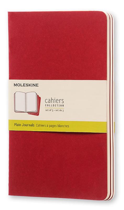 PLAIN CAHIER JOURNAL SET OF 3 LARGE CRANBERRY RED