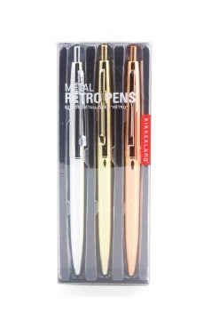 LAPICERO RETRO PENS METAL SET OF 3 (4355)