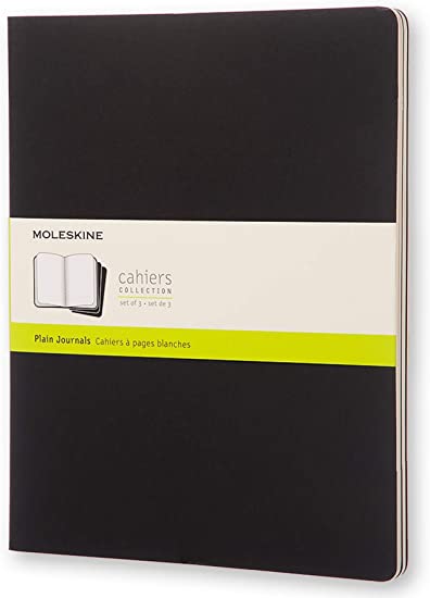 PLAIN CAHIER JOURNAL SET OF 3 XXLARGE BLACK (QP333)